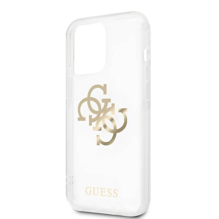 CG MOBILE Guess PC/TPU Case Transparent 4G Electroplated Logo with Elegant Charm Compatible for iPhone 13 Pro (6.1") Anti-Scratch, Easy Access to All Ports