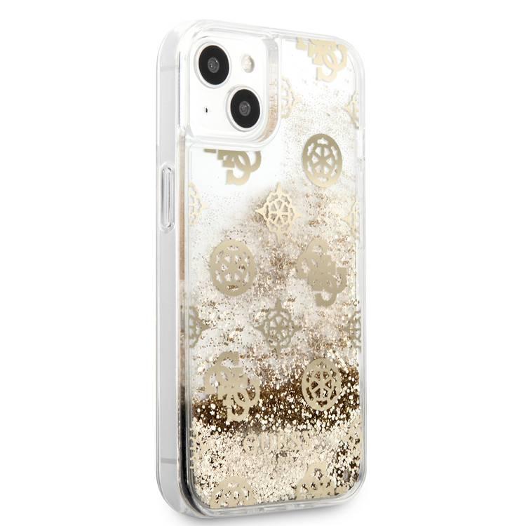 CG MOBILE Guess Liquid Glitter Case Electroplated Peony Logo Compatible for iPhone 13 (6.1") Anti-Scratch, Easy Access to All Ports, Shock Absorption