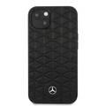 CG MOBILE Mercedes Benz Genuine Leather Hard Case Quilted Mini Stars Pattern & Embossed Lines Metal Star Logo Compatible for iPhone 13 (6.1")