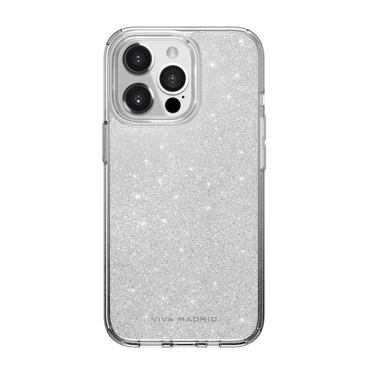 Viva Madrid Celeste TPU/PC Air Pockets Case for Apple iPhone 13 Pro (6.1") 360º Full Protection, 3ft. Shockproof Clear / Silver Glitters