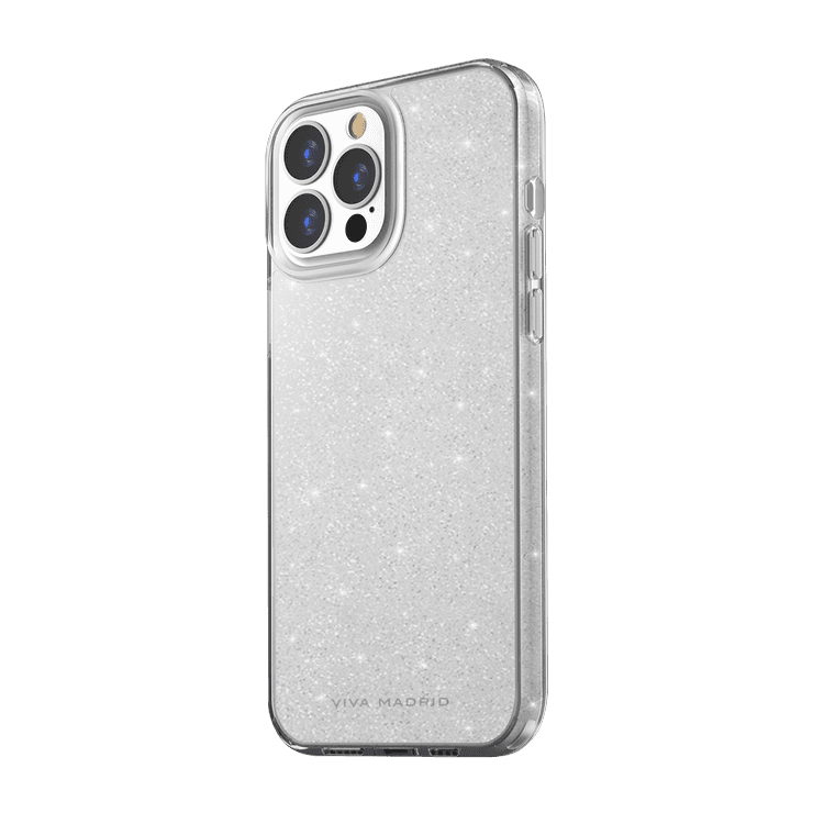 Viva Madrid Celeste TPU/PC Air Pockets Case for Apple iPhone 13 Pro (6.1") 360º Full Protection, 3ft. Shockproof Clear / Silver Glitters