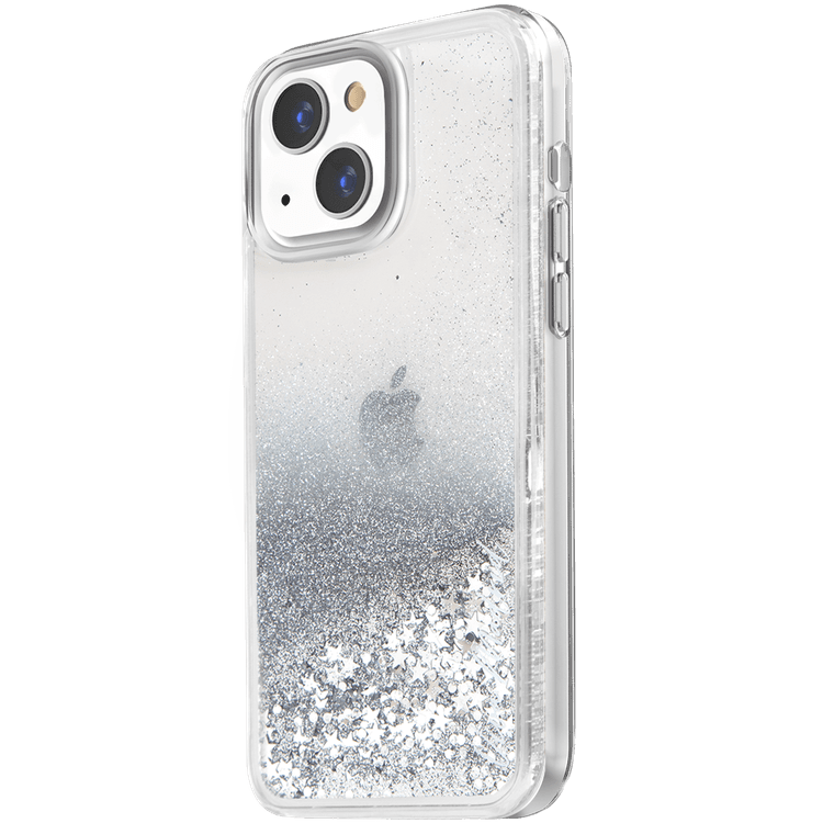 Viva Madrid Glamor Hybrid TPU/PC Case with Glitter Crystals & Beads - iPhone 13 -  Clear / Silver