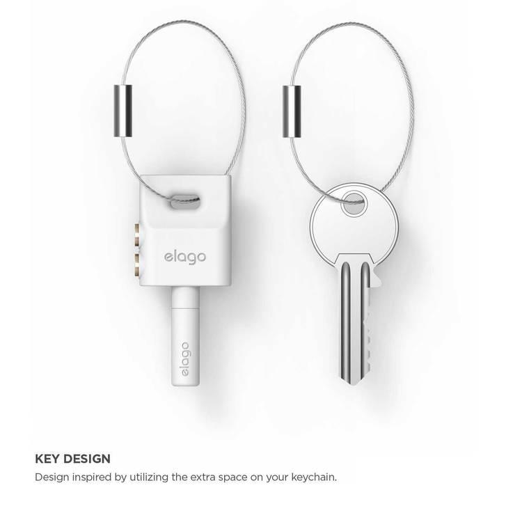 Elago Keyring Headphone Splitter,TPE Durable, Impact Resistant, Lightweight, Share through One of the Two Terminals Using Earphones (3.5mm)-White