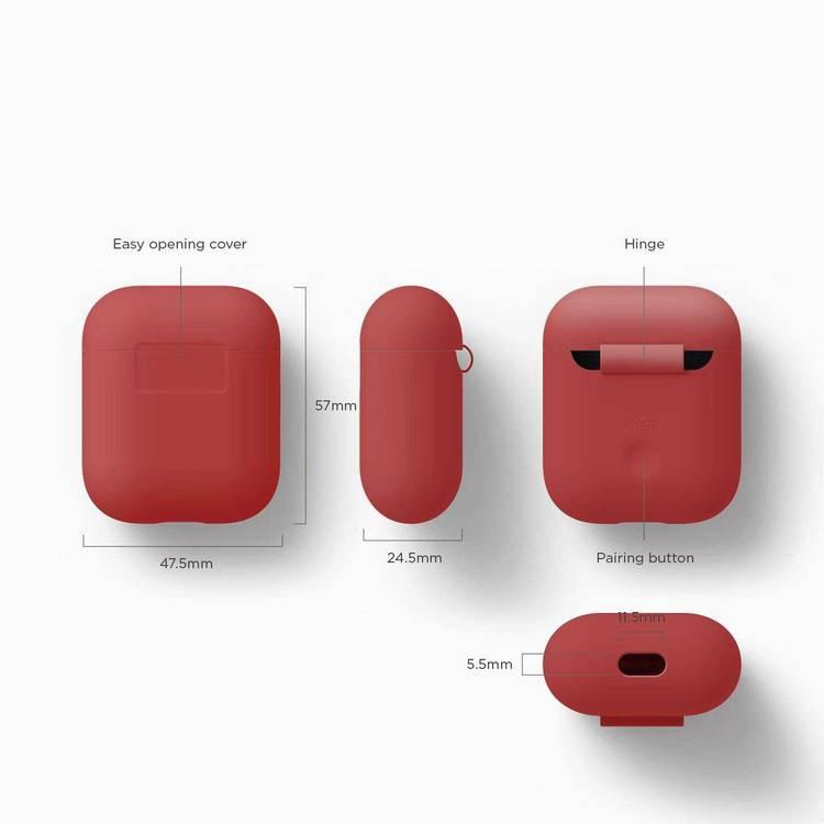 Elago Airpods Silicone Case Compatible with Lightning Type, Added Protection, Flexible, Perfectly Fit, External Impact Resistant, Scratch Resistant, Refined Detailed Design - Red