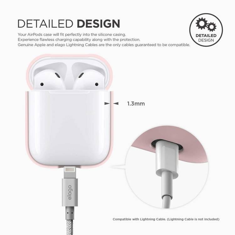 Elago Airpods Silicone Case Compatible with Lightning Type, Added Protection, Flexible, Perfectly Fit, External Impact Resistant, Scratch Resistant, Refined Detailed Design - Pink