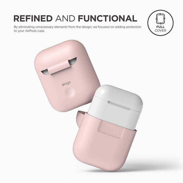 Elago Airpods Silicone Case Compatible with Lightning Type, Added Protection, Flexible, Perfectly Fit, External Impact Resistant, Scratch Resistant, Refined Detailed Design - Pink