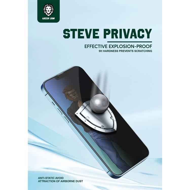 جرين ليون واقي شاشة زجاجي كامل الخصوصية 9H Steve Privacy متوافق مع ايفون 13/13 برو ، تصميم مضاد للانعكاس ، مضاد للخدش ، مقاوم للزيت والأوساخ ، مقاوم لبصمات الأصابع - أسود