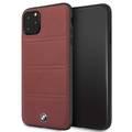 BMW Hard Case Leather Horizontal Lines Compatible w/ iPhone 11 Pro Max, Complete Protection, Easy Access to All Ports,Raised Edge to Protect Camera - Burgundy