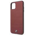 BMW Hard Case Leather Horizontal Lines Compatible w/ iPhone 11 Pro Max, Complete Protection, Easy Access to All Ports,Raised Edge to Protect Camera - Burgundy