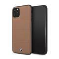 BMW Hard Case Leather Horizontal Lines Compatible w/ iPhone 11 Pro, Complete Protection, Easy Access to All Ports, Raised Edge to Protect Camera - Camel