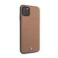 BMW Hard Case Leather Horizontal Lines Compatible w/ iPhone 11 Pro, Complete Protection, Easy Access to All Ports, Raised Edge to Protect Camera - Camel