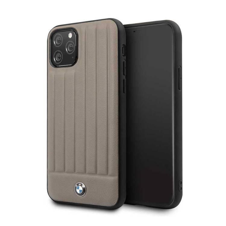 BMW Hard Case Leather Lines Compatible with iPhone 11 Pro, Full Protection, Accurate Cutouts Easy Access to All Ports, Scratch Resistant - Brown