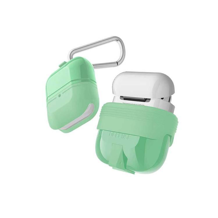 X-Doria Defense Journey TPU Case with Anti-Lost Carabiner & Loop Compatible for AirPods 1/2 - Water & Dust Resistant - 360 Degree Full Protection - Anti-Scratch - Mint