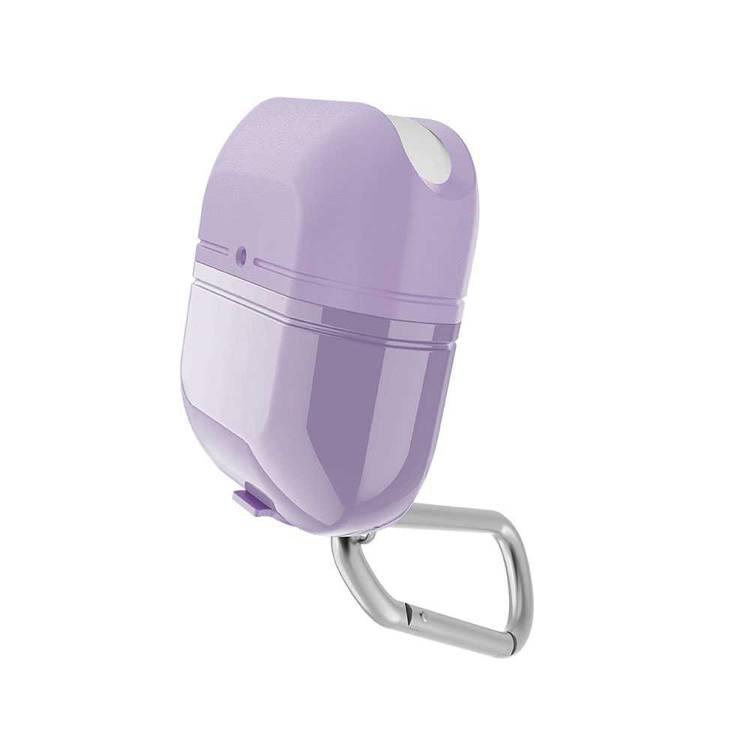 X-Doria Defense Journey TPU Case with Anti-Lost Carabiner & Loop Compatible for AirPods 1/2 - Water & Dust Resistant - 360 Degree Full Protection - Anti-Scratch - Purple