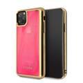 CG MOBILE Guess Glow Dark TPU Case Compatible with iPhone 11 Pro, Fit & Lightweight, Supports Wireless Charger, Easy Access to All Ports, Officially Licensed - Matte Gold/Pink