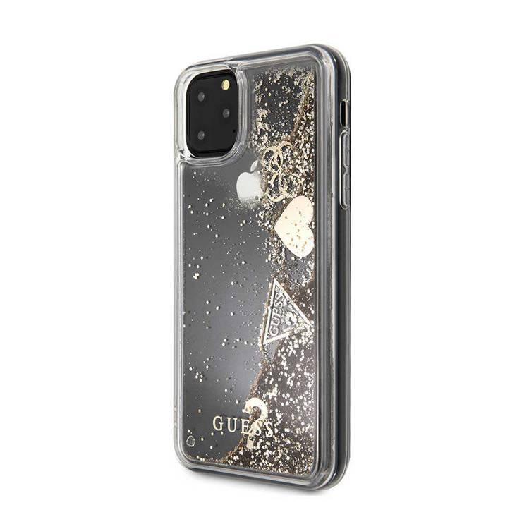 CG MOBILE Guess Glitter Hard Case Hearts Compatible w/ iPhone 11 Pro, Chic & Bold Case, PC/TPU Hard Case, Protection from Scratches & Abrasions, Officially Licensed - Gold