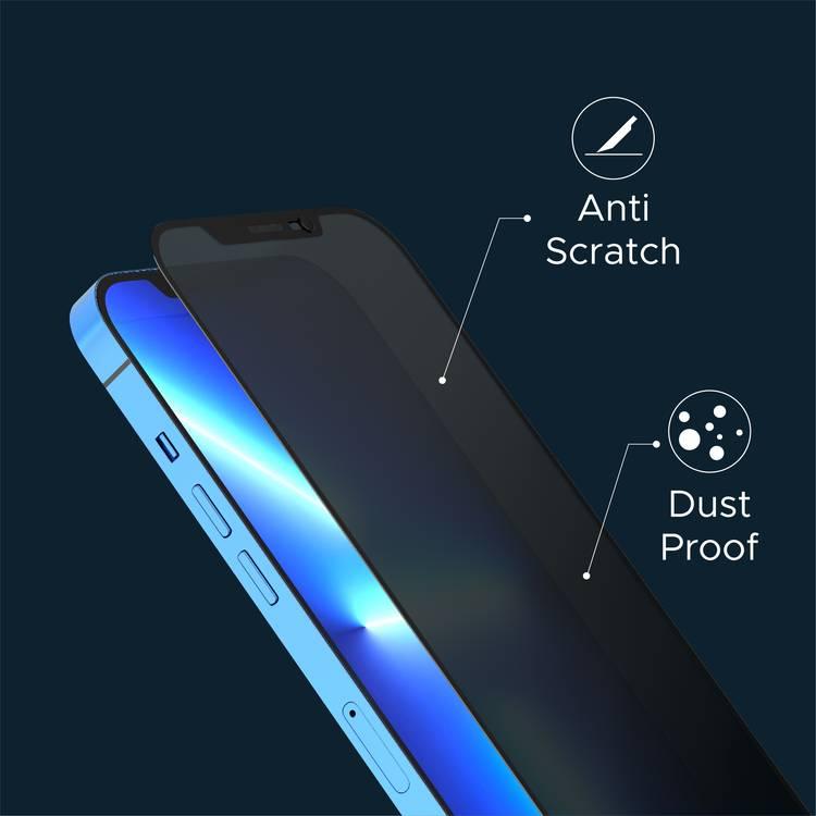 Levelo 9H Privacy Twice Tempered Glass Screen Protector Compatible for iPhone 13 Pro Max (6.7") Anti-Scratch - Non-Breakable Edges - Anti-Peeping Screen Guard Protector - Black