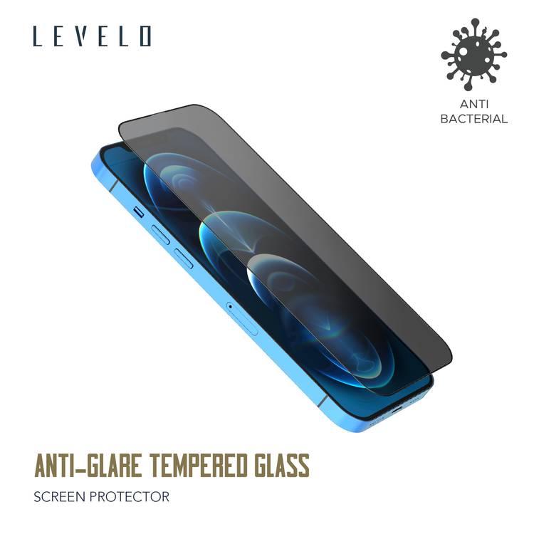 Levelo 9H Anti-Glare Tempered Glass Screen Protector Compatible for iPhone 12 Pro Max (6.7") Scratch Resistance - Anti-Bacterial Screen Guard Protector w/ Alignment Frame - Clear
