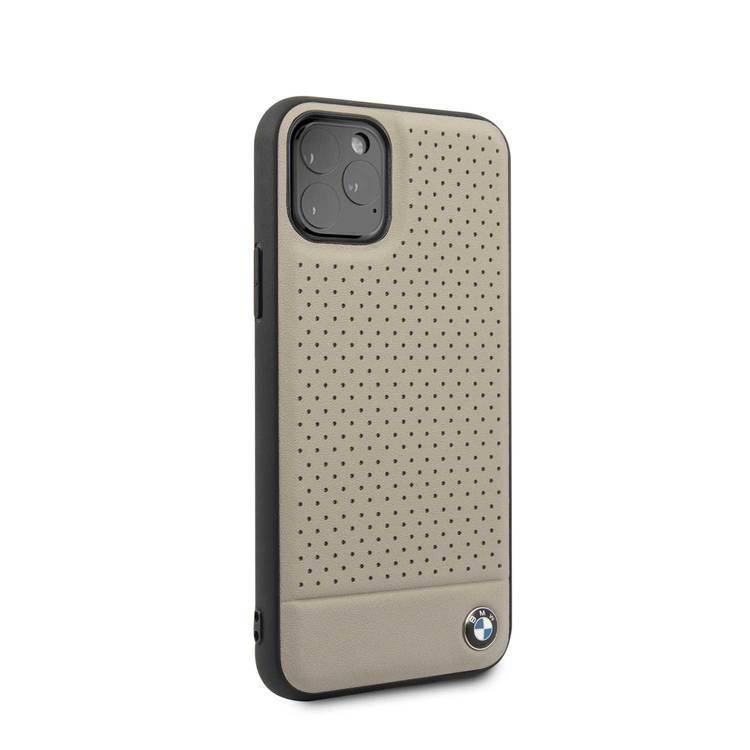 CG MOBILE, BMW Perforated Leather HardCase Compatible with iPhone 11 Pro, Premium Leather, Anti-Scratch, Camera Protection, Easy Access to All Ports - Grey