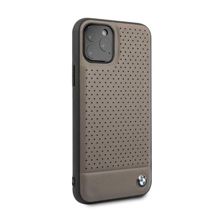 CG MOBILE, BMW Perforated Leather HardCase Compatible with iPhone 11 Pro, Premium Leather, Anti-Scratch, Camera Protection, Easy Access to All Ports - Brown