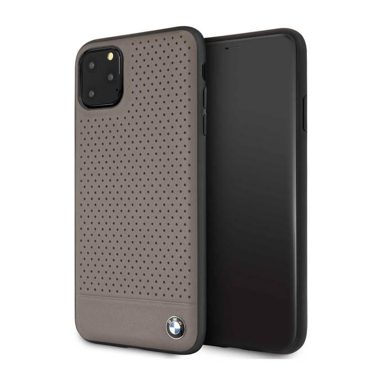 CG MOBILE, BMW Perforated Leather HardCase Compatible w/ iPhone 11 Pro Max, Premium Leather, Anti-Scratch, Camera Protection, Easy Access to All Ports - Brown