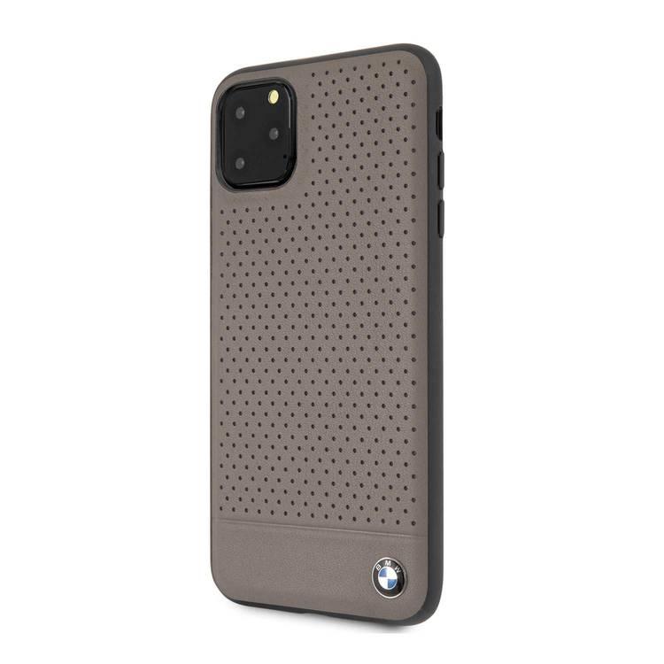 CG MOBILE, BMW Perforated Leather HardCase Compatible w/ iPhone 11 Pro Max, Premium Leather, Anti-Scratch, Camera Protection, Easy Access to All Ports - Brown