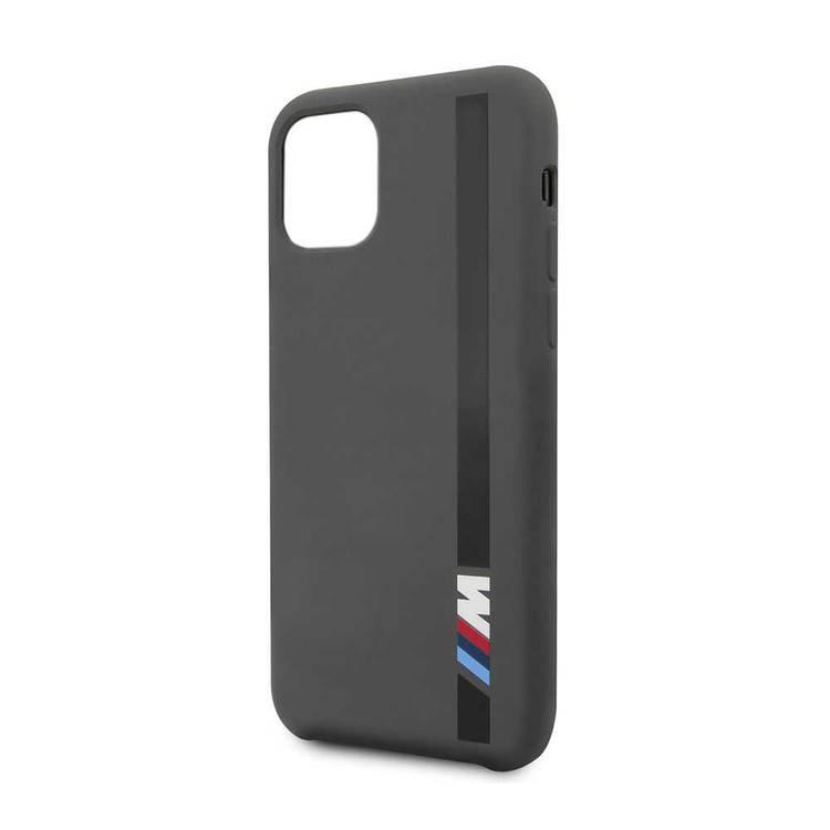 CG Mobile BMW Tone-on-Tone Stripe Silicone Hard Case for iPhone 11 Pro Max (6.5") Shock Resistant, with Wireless Chargers Officially Licensed - Dark Gray