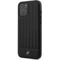 CG Mobile BMW Hot Stamp Leather Case with Horizontal Lines Compatible with Apple iPhone 11, Genuine Leather, Anti-Scratch and Abrasions, Raised Edge - Black