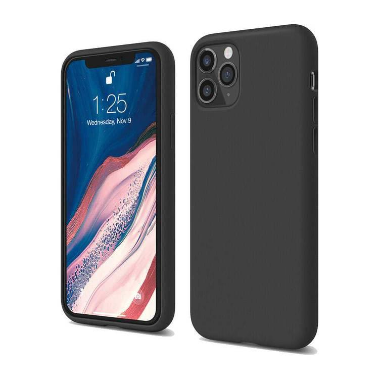Elago Silicone Case Compatible w/ iPhone 11 Pro, Full Protection, Slim & Lightweight, Anti-Fingerprints, Dirt & Scratch Proof, Raised Lip for Camera & Screen Protection - Black