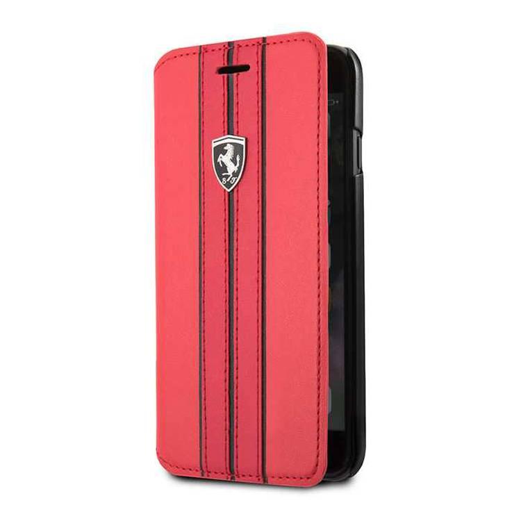 CG Mobile Ferrari Urban Collection Booktype Case for iPhone 7, Anti-Scratch, Shock Absorption & Drop Protective Back Cover Suitable with Wireless Charging Officially Licensed - Red