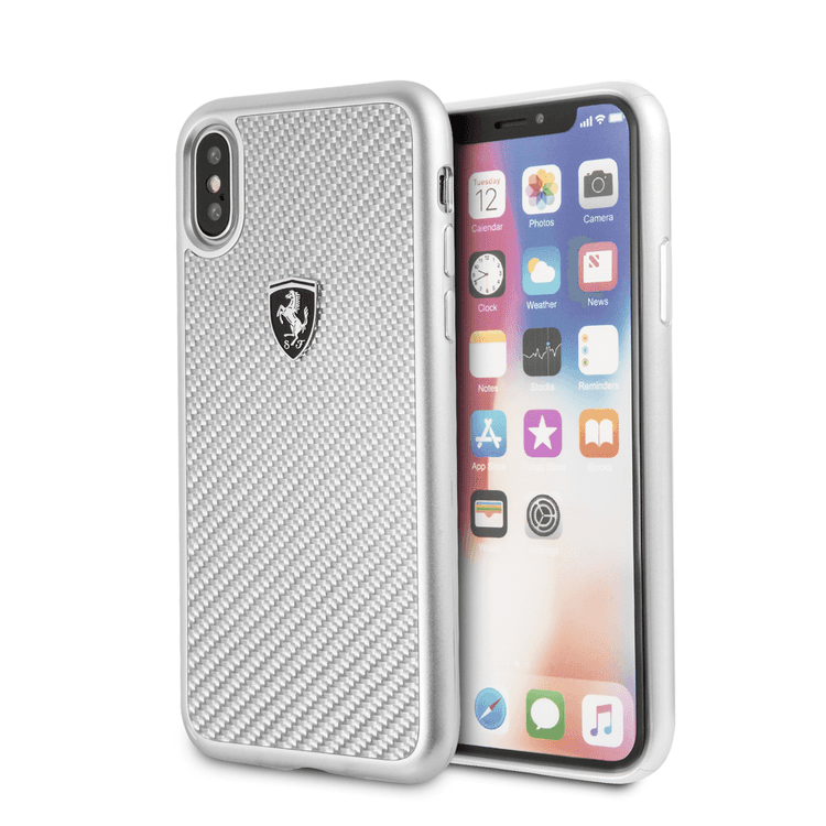 CG Mobile Ferrari Heritage Real Carbon Hard Case for iPhone X - Silver