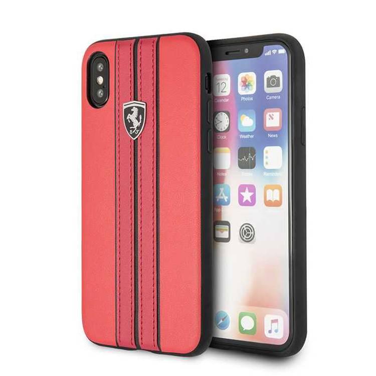CG Mobile Ferrari Urban Off Track PU Leather Hard Case for iPhone X - Red