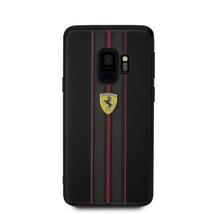 CG MOBILE Ferrari On Track PU Leather Hard Phone Case Compatible for Samsung Galaxy S9 | Protective Mobile Case Officially Licensed - Black