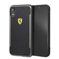 CG MOBILE Ferrari On Track Hard Phone Case with Carbon Effect Compatible for iPhone Xr (6.1") Protective Mobile Case Officially Licensed - Black