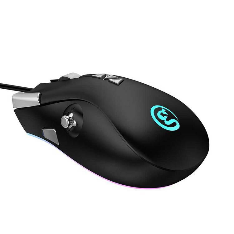 GameSir GM200 E-Sports Gaming Mouse, The Fully Customizable Button, LED Optical Computer Mouse Pro Gamer, Cable Length: 5.25 ft, Polished UV Coating Enables Durable Gaming - Black