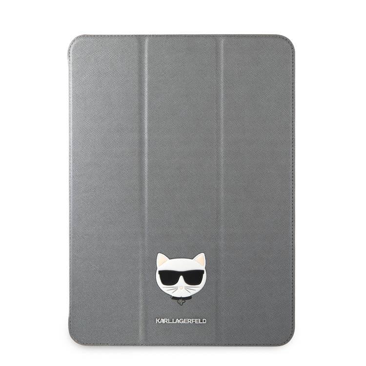 Karl Lagerfeld PU Saffiano Choupette Head Folio Case for iPad 12.9" - Silver