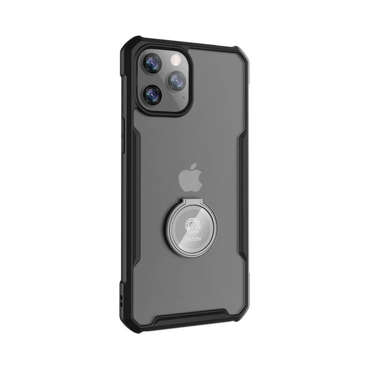 Green Lion Stylishly Tough Shockproof Case with Ring Anti-Shock Case Anti-Scratch Clear Hard PC + Metal Can work with Magnetic car phone holder (iPhone 12 Mini 5.4") - Black