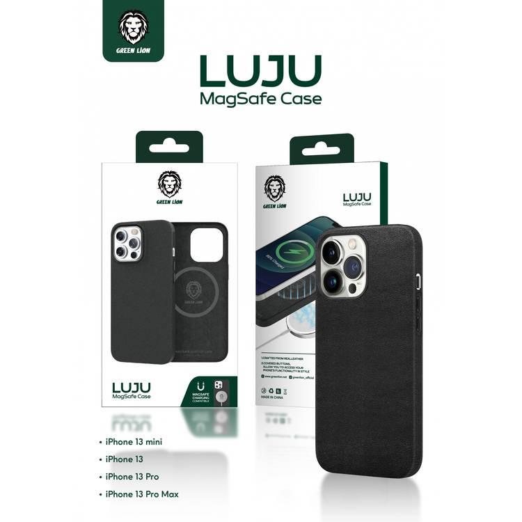 Green Lion Luju MagSafe Leather Case for iPhone 13 Pro Max ( 6.7 " ),High Classic Design, Easy Access to All Ports, Anti-Scratch, Shock-Absorption & Drop Protection Back Cover  - Black