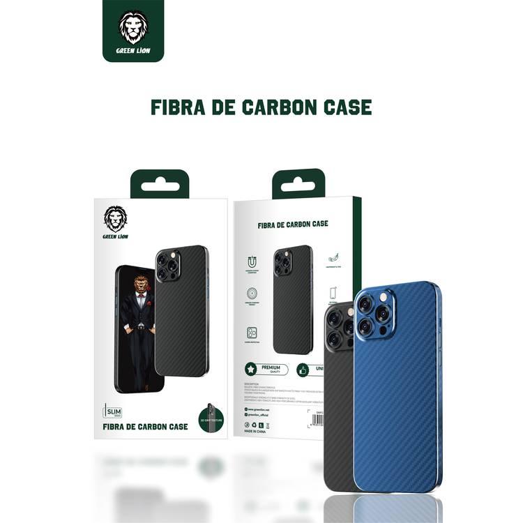 Green Lion Fibra de Carbon Case for iPhone 13 6.1",  Easy Access to All Ports, Drop & Shock Absorption Protective Back Cover Suitable with Wireless Charging Officially Licensed- Blue