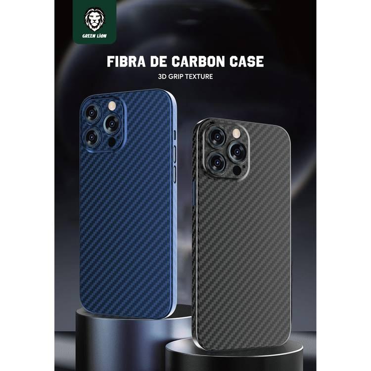 Green Lion Fibra de Carbon Case for iPhone 13 6.1",  Easy Access to All Ports, Drop & Shock Absorption Protective Back Cover Suitable with Wireless Charging Officially Licensed- Blue