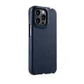 Melkco Jacka Series Lai Chee Pattern Premium Leather  Cover Case for Apple iPhone 13 Pro (6.1") - (Dark Blue LC)