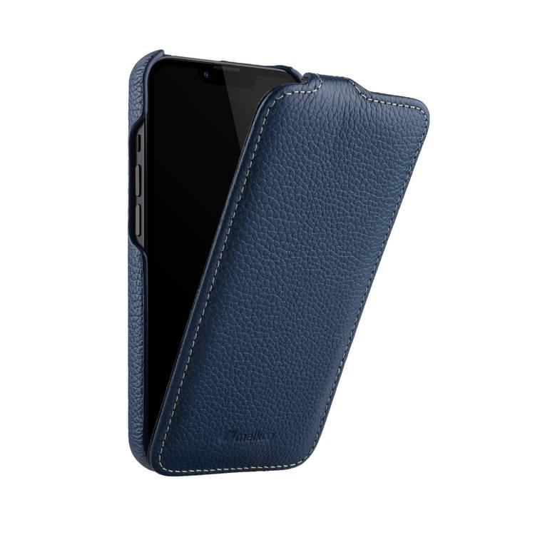 Melkco Jacka Series Lai Chee Pattern Premium Leather  Cover Case for Apple iPhone 13 Pro Max (6.7") - (Dark Blue LC)