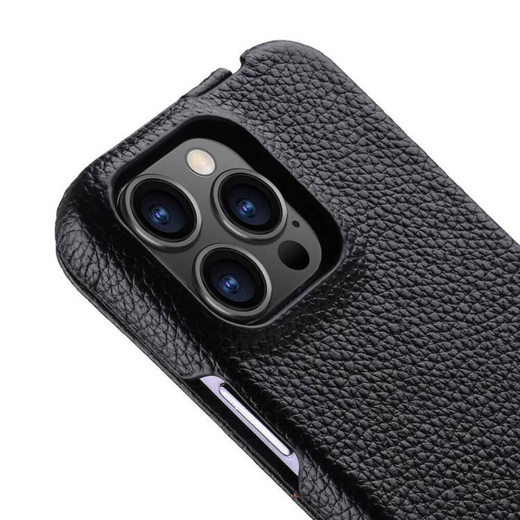 Melkco Jacka Series Lai Chee Pattern Premium Leather  Cover Case for Apple iPhone 13 Pro (6.1") - (Black LC)