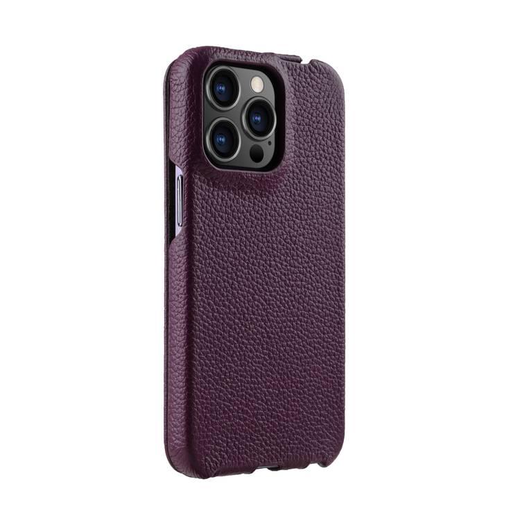 Melkco Jacka Series Lai Chee Pattern Premium Leather  Cover Case for Apple iPhone 13 Pro Max (6.7") - (Purple LC)