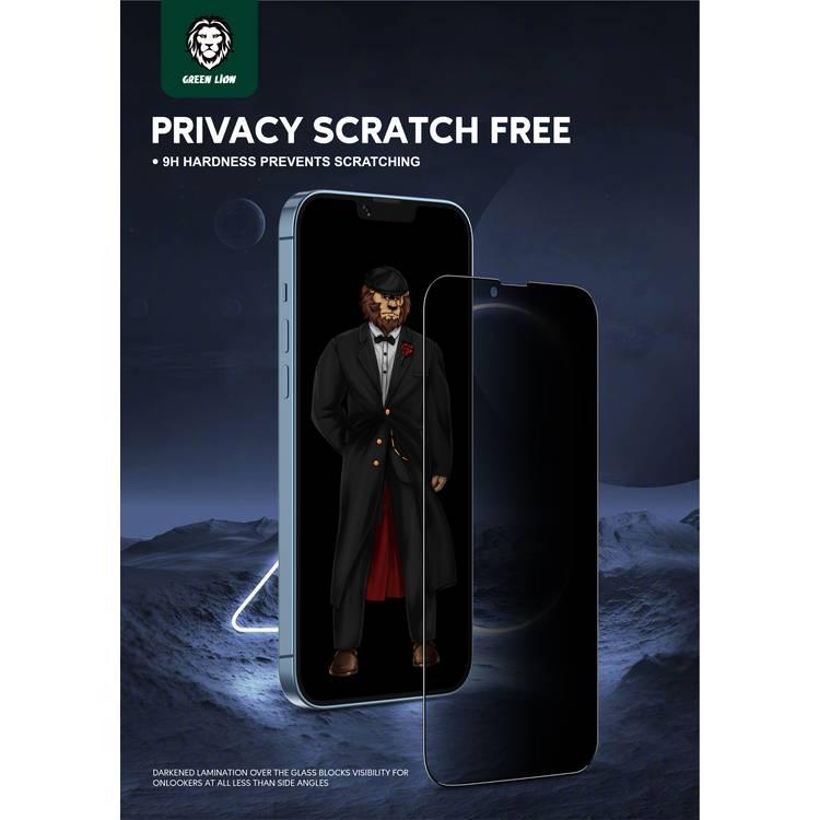 Green Lion 3D Privacy Scratch Free Round Edge Glass Screen Protector for iPhone 13 Pro Max ( 6.7" ),  Anti-Scratch - Non-Breakable Edges - Anti-Peeping Screen Guard Protector  - Black