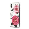 Guess Flower Desire جراب صلب شفاف لهاتف iPhone X / Xs - ، جراب حماية كاملة - غطاء خلفي ممتص للصدمات زهور ثلاثية الألوان