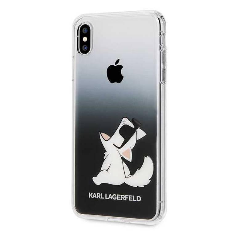 Karl Lagerfeld Transparent Hard Case for iPhone Xs Max ( Fun Glasses Choupette ) - Black