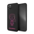 Karl Lagerfeld Ikonik Silicone Case for iPhone 11 Pro Max - Pink Outline/Black