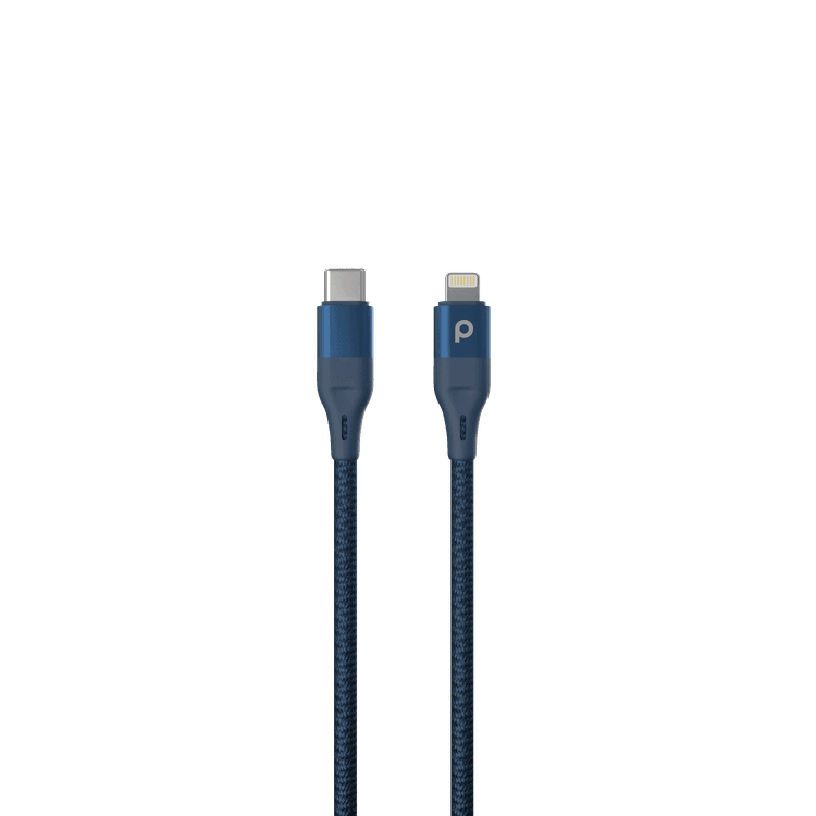 Porodo Braided USB-C to Lightning Cable 1.2M 9V Aluminum - Blue