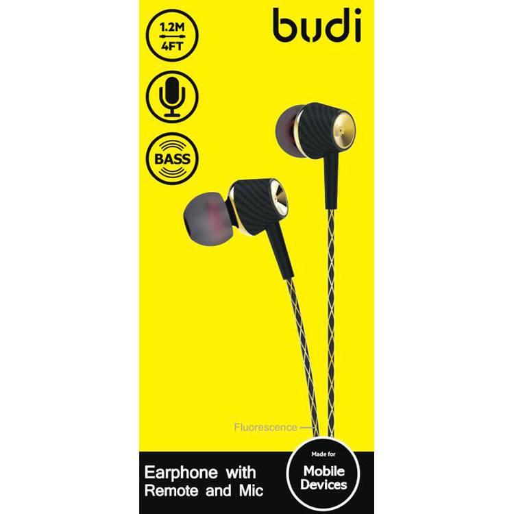 Budi Earphone With Remote & Mic 1.2m - Black